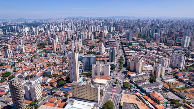 Luchtfoto van de stad Sao Paulo, Brazilië. In de buurt van Vila Clementino, Jabaquara