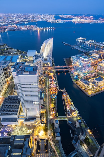 Luchtfoto van de stad Yokohama