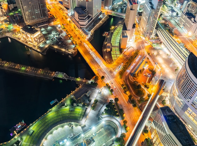 Luchtfoto van de stad yokohama