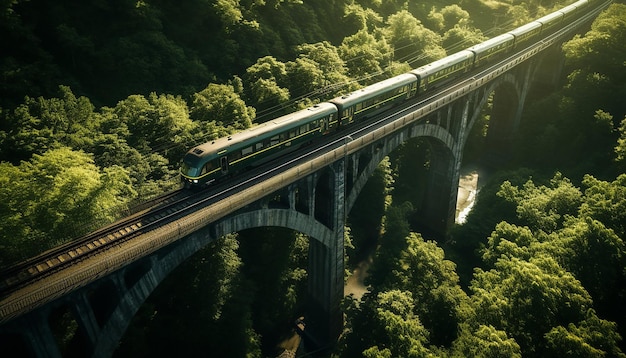 luchtfoto van de trein op het viaductfotografie