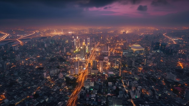 Luchtfoto van de wolkenkrabbers van Bangkok Thailand Generatieve AI