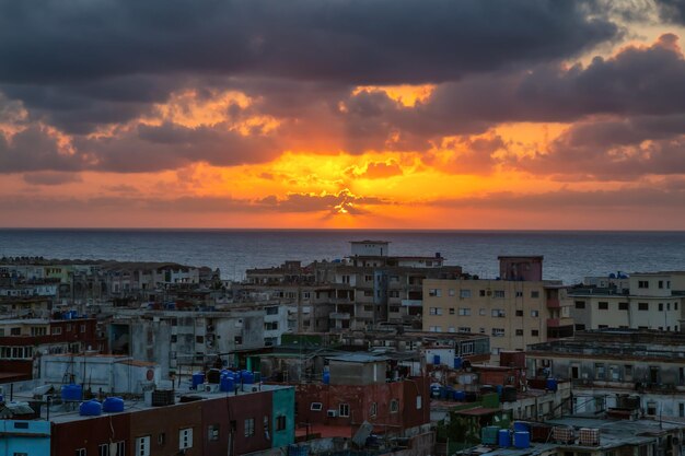 Luchtfoto van de woonwijk in de hoofdstad van Havana, Cuba