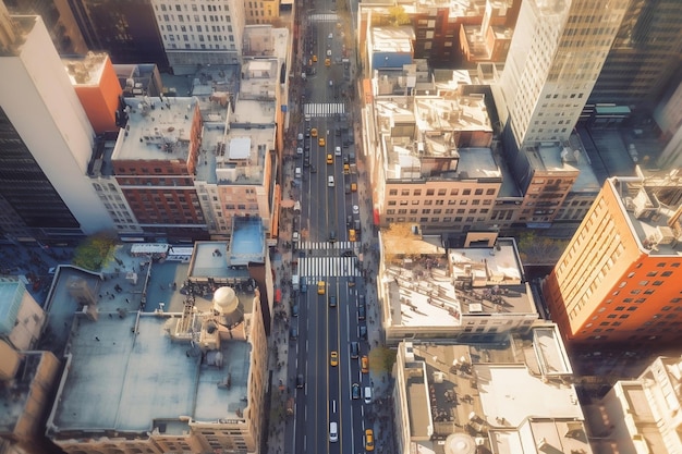 Luchtfoto van drukke stad Street Image Generatieve AI