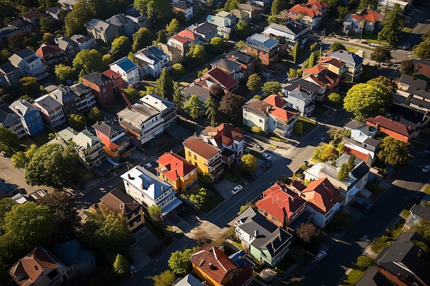 Foto luchtfoto van drukke woonhuizen in zuid