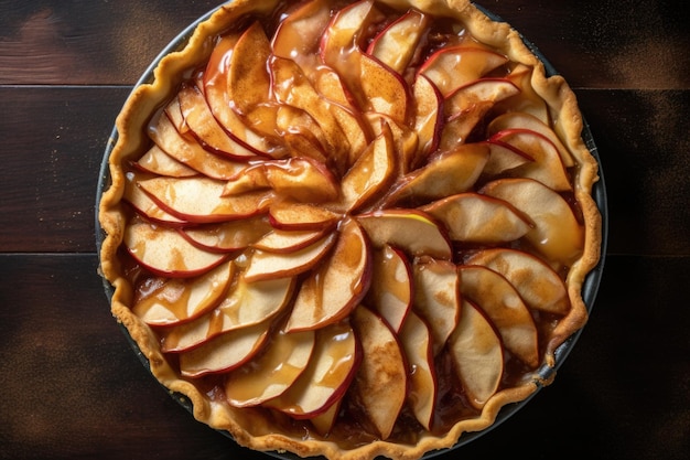 Luchtfoto van een appeltaart met een uitgesneden sterpatroon op de korst