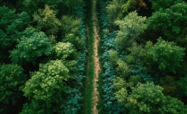 Luchtfoto van een bospad