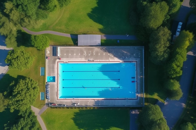 Luchtfoto van een openbaar zwembad