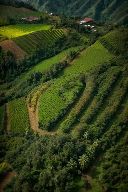 luchtfoto van een prachtig groen veld