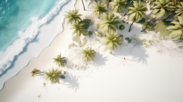 Luchtfoto van een tropisch eiland met palmbomen op het strand