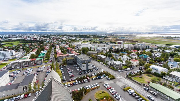 Luchtfoto van Eiriksgata straat in Reykjavi