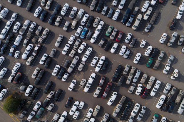 Luchtfoto van geparkeerde auto's