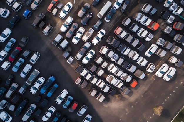 Luchtfoto van geparkeerde auto's