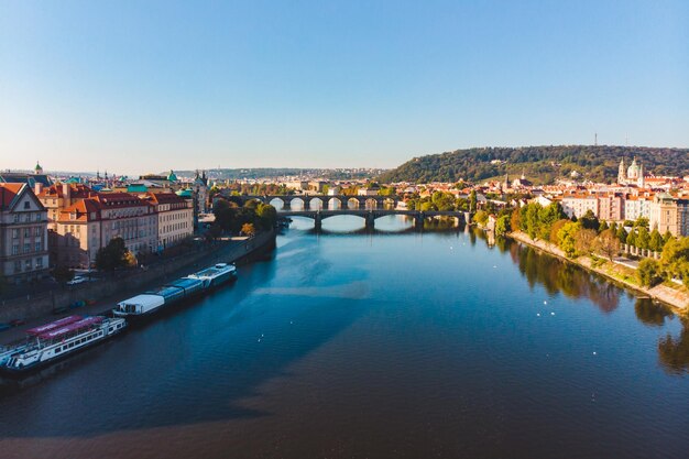 Luchtfoto van herfst Praag