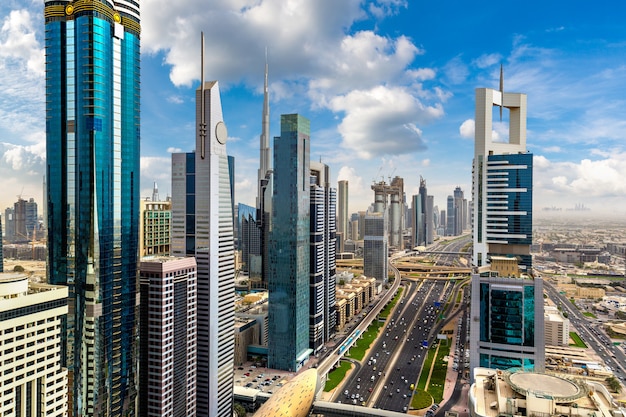 Luchtfoto van het centrum van Dubai