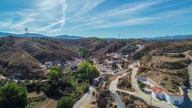 Luchtfoto van het dorp cortes de graena granada