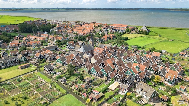 Luchtfoto van het eiland marken, holland, nederland