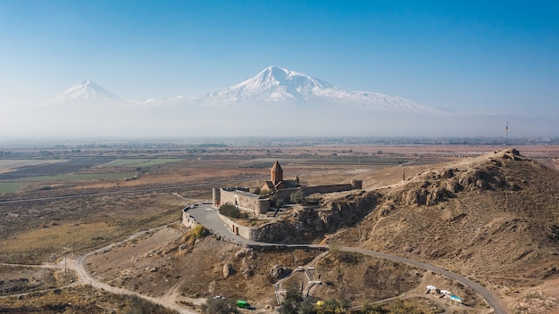 Luchtfoto van het Khor Virap-klooster in Armenië