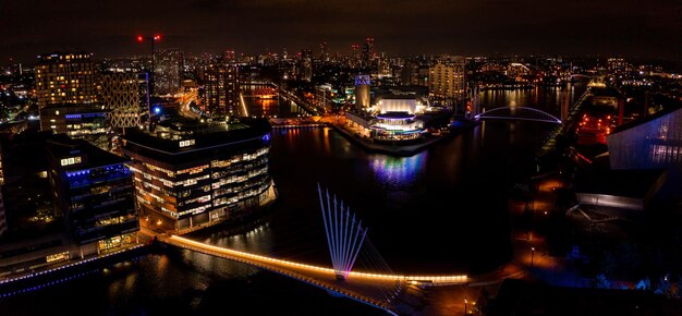 Luchtfoto van het media stadsdistrict in Manchester, Verenigd Koninkrijk