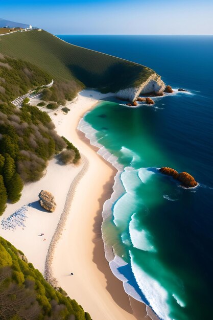 Luchtfoto van het rotsachtige strand van de Zwarte Zee, de Krim