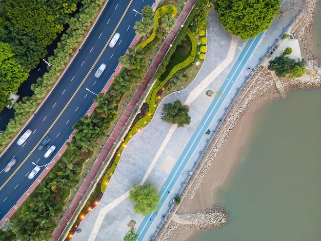 Luchtfoto van het viaduct van de stedelijke weg in Fuzhou, China