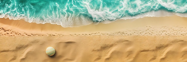 Luchtfoto van het zandstrand van bovenaf zee oceaan generatieve AI