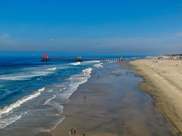 Luchtfoto van Huntington Beach met de pier California USA