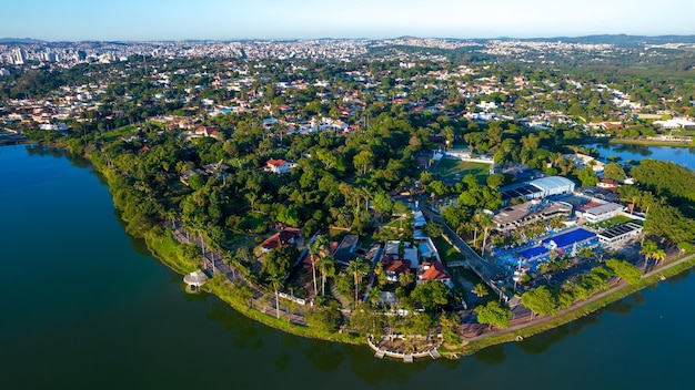 Luchtfoto van Lagoa da Pampulha in Minas Gerais Belo Horizonte