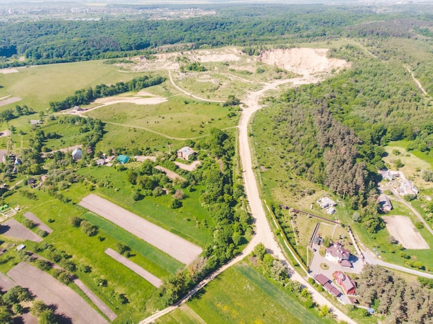 Foto luchtfoto van landbouwvelden