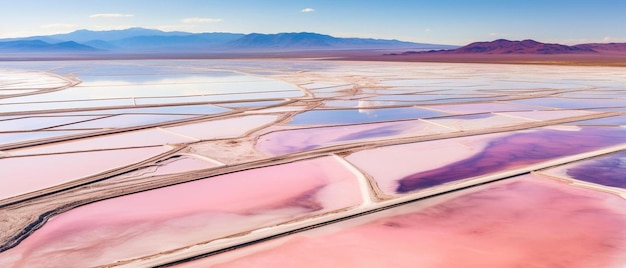 Foto luchtfoto van lithiumvelden in de atacama-woestijn in chili