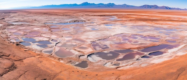 Luchtfoto van lithiumvelden in de atacama-woestijn in chili