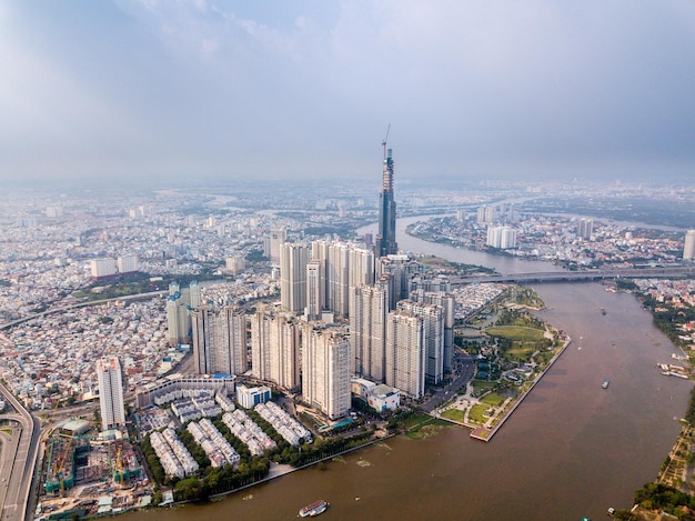 Luchtfoto van moderne gebouwen in de stad