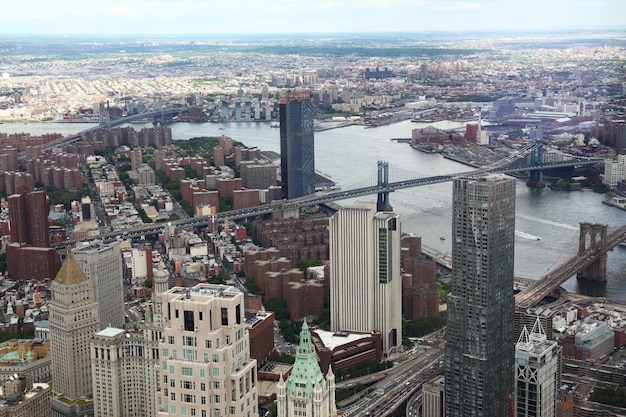 Luchtfoto van New York city uit één wereldhandel gebouw