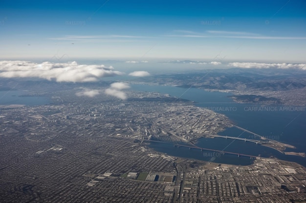 Luchtfoto van Oakland en de San Francisco Bay Area vanuit het zuidoosten