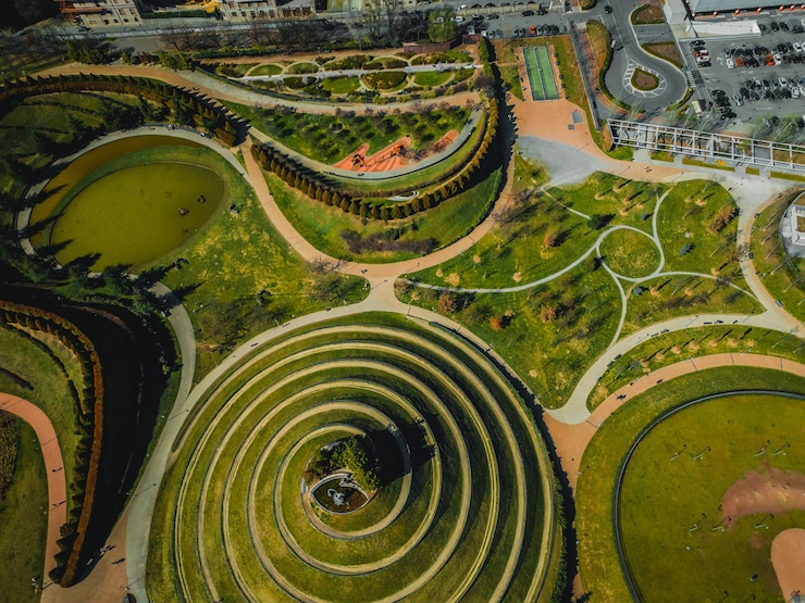Foto luchtfoto van parco del portello in milaan nabij citylife lombardia