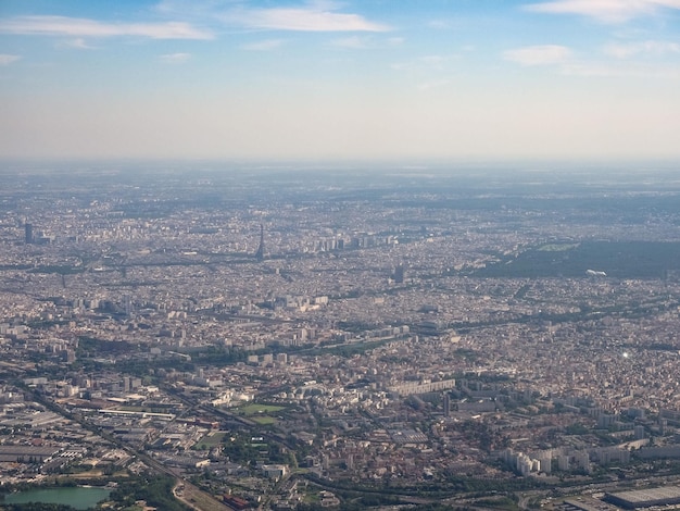 Luchtfoto van Parijs met de rivier de Seine
