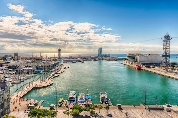 Luchtfoto van Port Vell Barcelona Catalonië Spanje