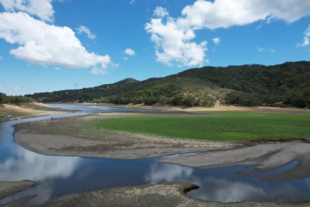 Luchtfoto van reservoirs in Morgan Hill California