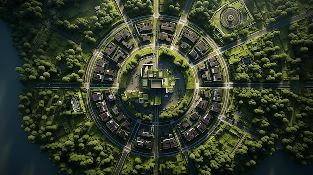 Foto luchtfoto van residentiële huizen in de voorstad van spring neighborhood