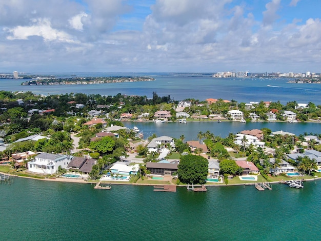 Luchtfoto van Siesta Key barrière-eiland in de Golf van Mexico kust van Sarasota Florida USA