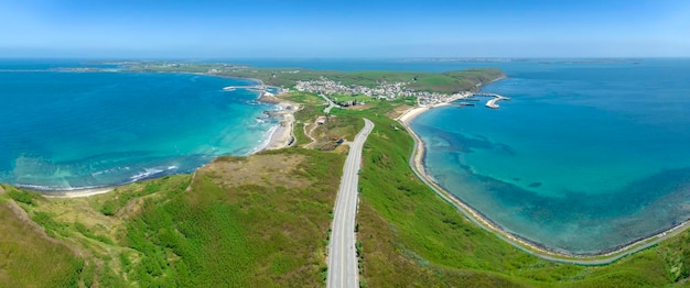 Luchtfoto van strand en Xiyu Township PenghuTaiwan