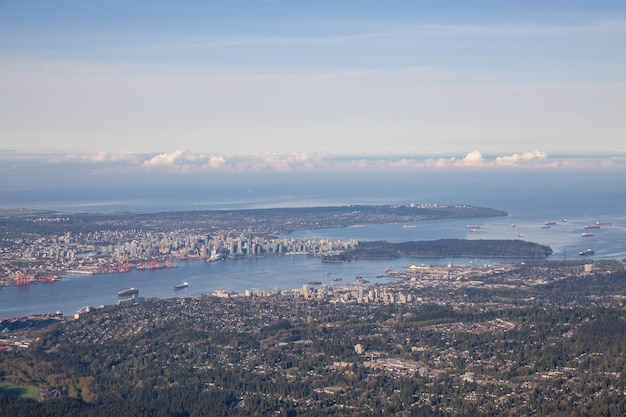 Luchtfoto van Vancouver City Modern Cityscape Achtergrond