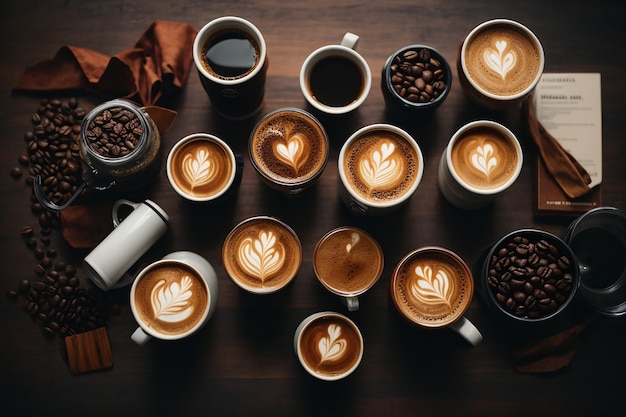 luchtfoto van verschillende koffie