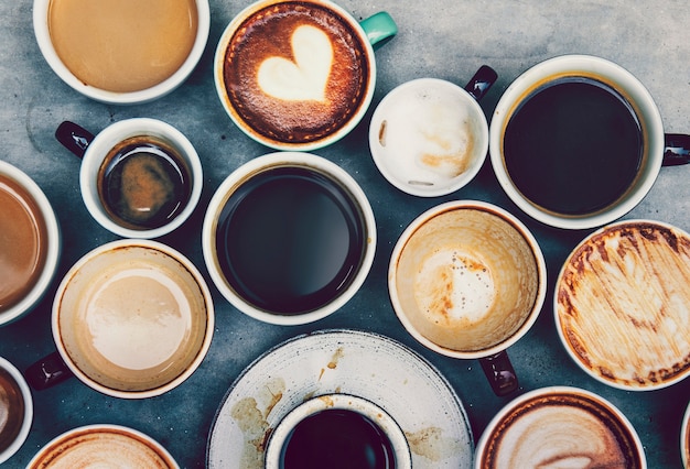 Luchtfoto van verschillende soorten koffie