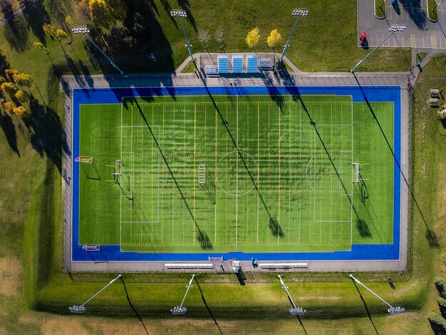 Luchtfoto van voetbalveld buiten