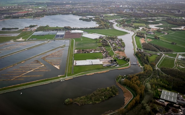 Luchtfoto vanuit een vliegtuig