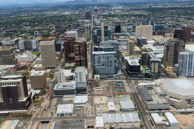 Luchtfoto winkelcentrum en parkeerplaats in het centrum van Phoenix Arizona US