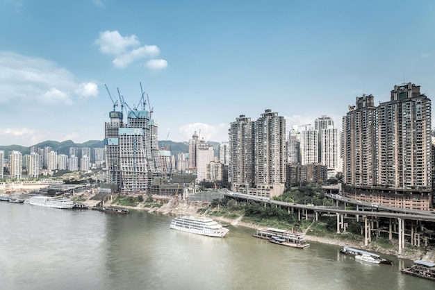 Luchtfotografie bergstad Chongqing