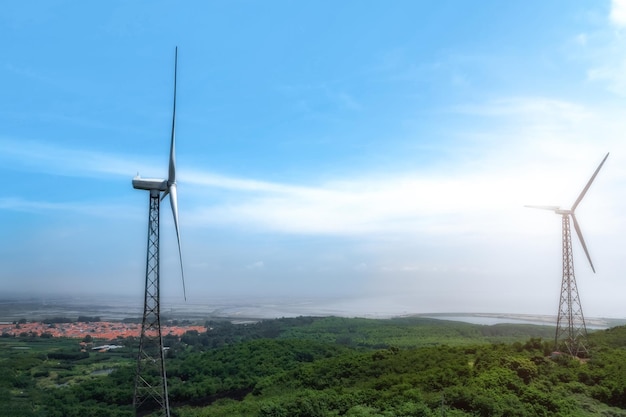 Luchtfotografie buiten landbouwgrond windturbine