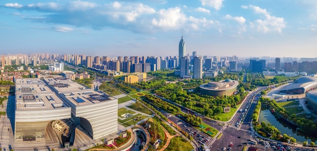 Luchtfotografie changzhou stad architectuur landschap skyline