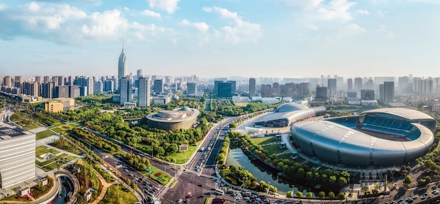 Luchtfotografie Changzhou stad architectuur landschap skyline